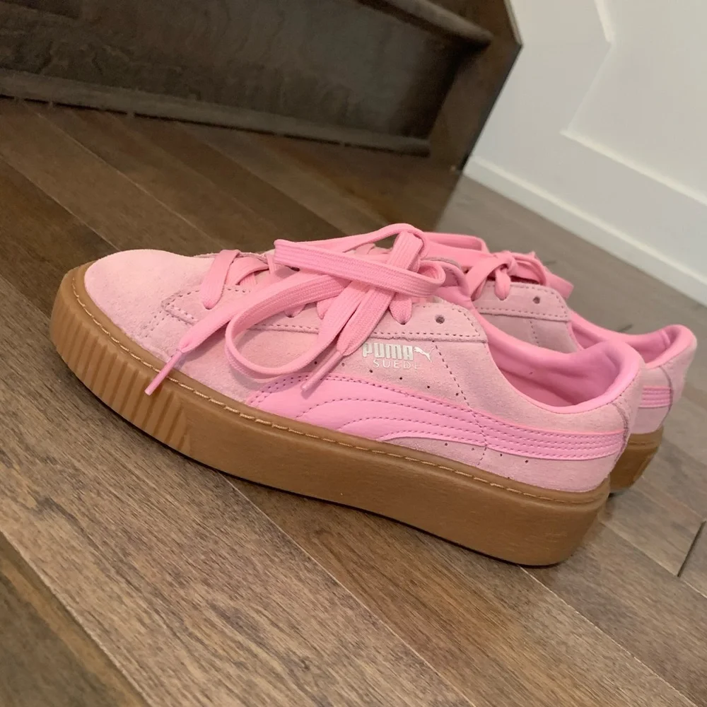 PUMA Kids shoes size 5 suede platform Jr sneakers, prism pink - Picture 3 of 8